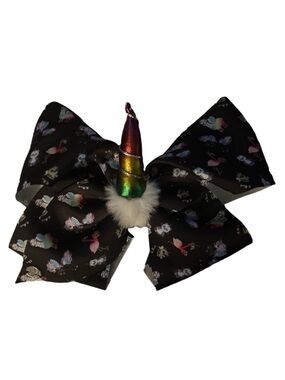 Jo Jo Siwa Black Unicorn Bow Hair Clip with Rainbow Horn